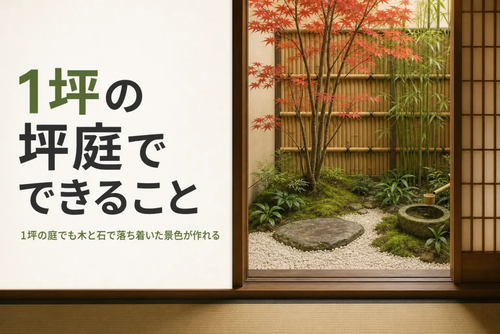 1坪の坪庭でできることと広さ別のレイアウトを紹介する記事のアイキャッチ